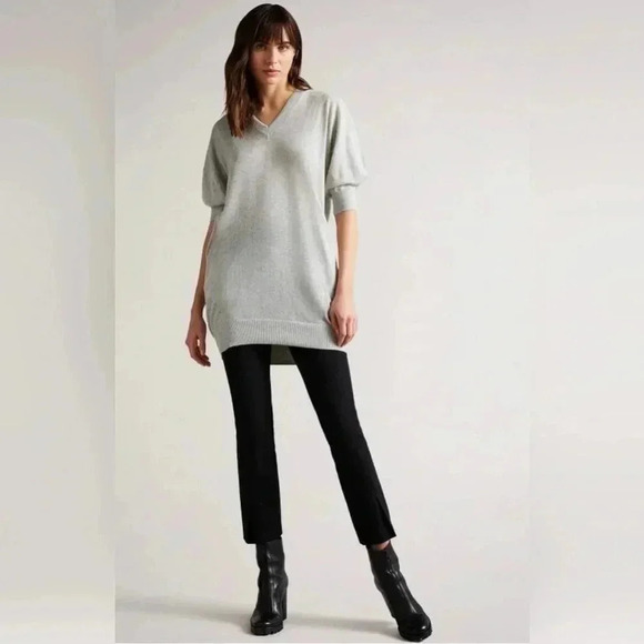 Ted Baker Inula V Neck Sleeve  Detailed Knit Grey Dress Size 3 (medium) - Picture 4 of 13